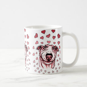 Rosa Herzen Bull Terrier Valentinstag Tasse
