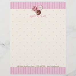 Rosa Herzen Donut Shop Letterhead NIEDLICH KAWAII Briefbogen