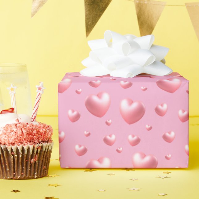 Rosa Herzen  Geschenkpapier (Geburtstagsparty)