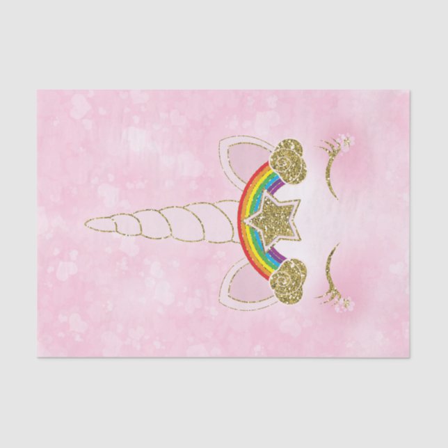 Rosa Herzen Gold Rainbow Star Horn Face Seidenpapier (Vorderseite)