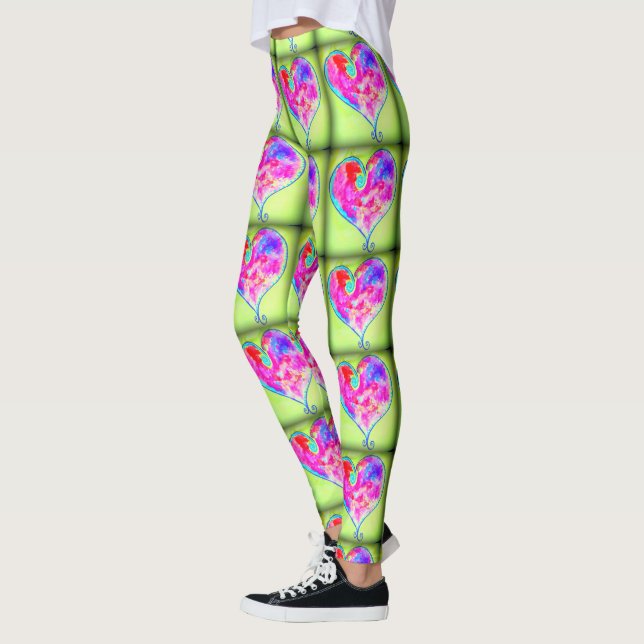 Rosa Herzen grün Leggings (Links)
