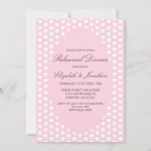 Rosa Herzen Hochzeit Probe Dinner Einladung
