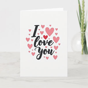 Rosa Herzen Ich liebe dich Karte