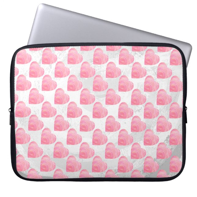 Rosa Herzen Laptopschutzhülle (Vorderseite)