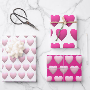 Rosa Herzen Liebe ganz einfach Geschenkpapier Set
