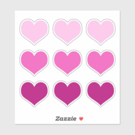 Rosa Herzen Liebe Romance Valentinstag Set 9 Aufkleber