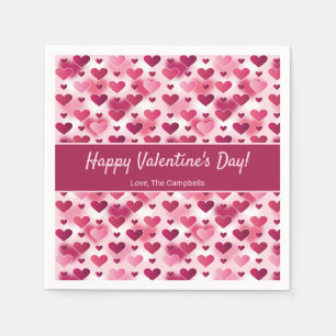 Rosa Herzen mit individuellem Text zum Valentinsta Serviette
