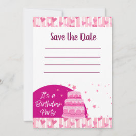 Rosa Herzen mit Kuchen Einladung