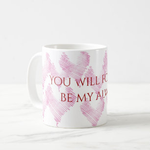 Rosa Herzen mit Liebe Zitat Tasse