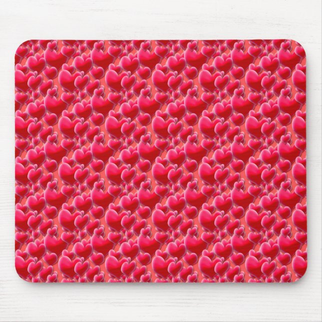 Rosa Herzen Mousepad (Vorne)