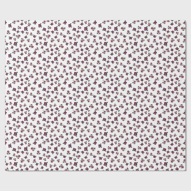 Rosa Herzen Muster – Süßes Doodle-Design Geschenkpapier (Flach)
