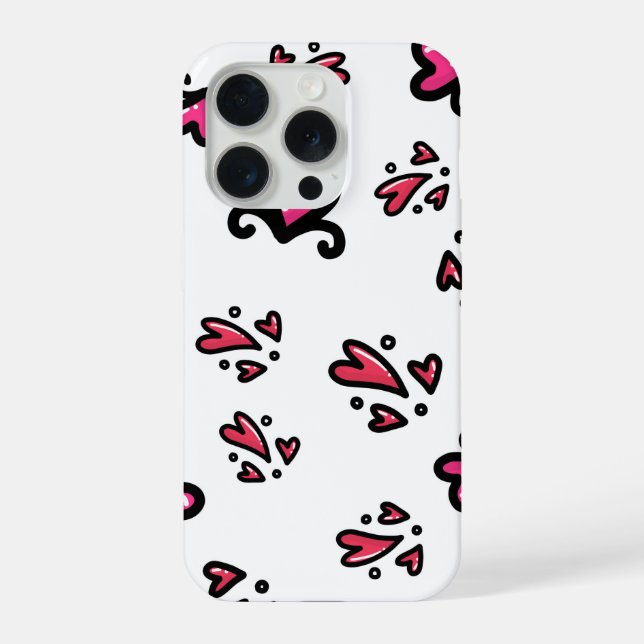 Rosa Herzen Muster – Süßes Doodle-Design iPhone Hülle (Rückseite)