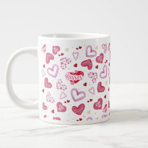 Rosa Herzen Muster Valentinstag Jumbo-Tasse