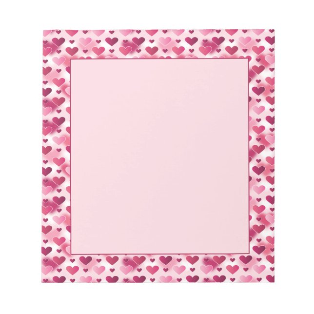 Rosa Herzen Muster - Valentinstag Thema Notizblock (Vorderseite)