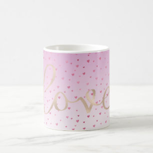Rosa Herzen Ombre Gold Liebe Kaffeetasse