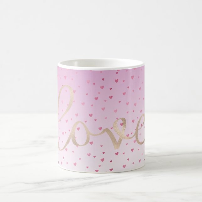 Rosa Herzen Ombre Gold Liebe Kaffeetasse (Mittel)