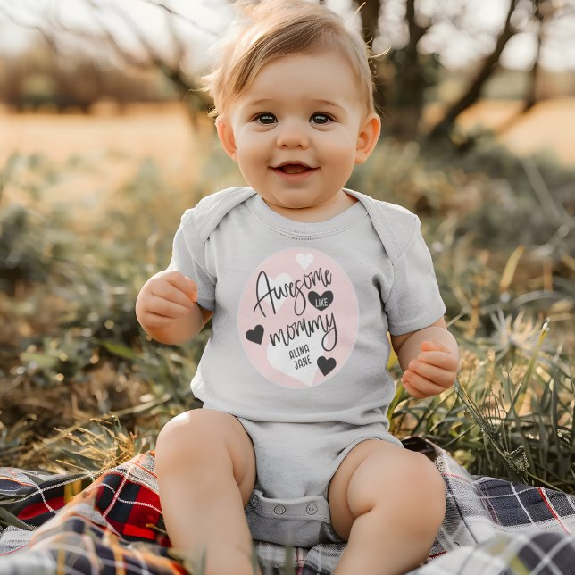 Rosa Herzen Phantastisch wie mein Zitat-Geschenk Baby Strampler (Pink Hearts Awesome Like Mommy Quote Gift Baby Bodysuit)