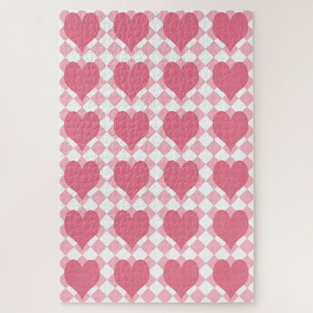 Rosa Herzen Puzzle (Vertikal)