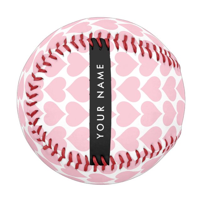 Rosa Herzen, Romantik, Ihr Name, Personalisieren Baseball (Vorderseite Links)