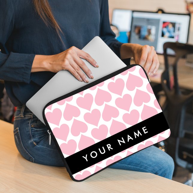 Rosa Herzen, Romantik, Ihr Name, Personalisieren Laptopschutzhülle (Von Creator hochgeladen)
