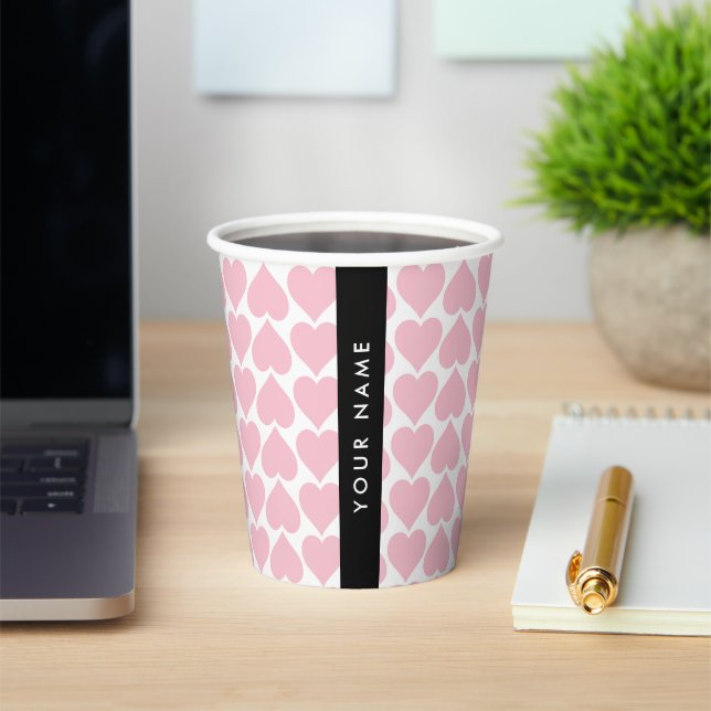 Rosa Herzen, Romantik, Ihr Name, Personalisieren Pappbecher (InSitu)