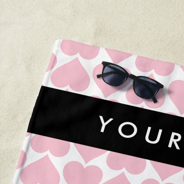 Rosa Herzen, Romantik, Ihr Name, Personalisieren Strandtuch (Beispiel)