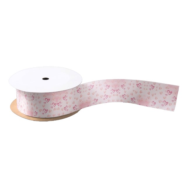 Rosa Herzen Satinband (Spule)