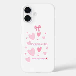 Rosa Herzen Schleife Ich bin nur ein Mädchen Handy iPhone 16 Hülle
