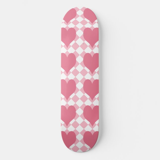 Rosa Herzen Skateboard (Vorderseite)