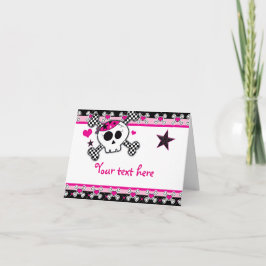 Rosa Herzen Skull & Crossbones Falten Danke Karte