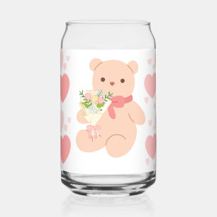 rosa Herzen und Bär Dosenglas