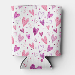 Rosa Herzen und Polka Punkte: Romantische Freude. Dosenkühler