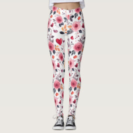 Rosa Herzen und Rose Leggings