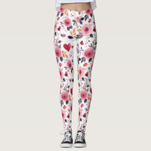 Rosa Herzen und Rose Leggings