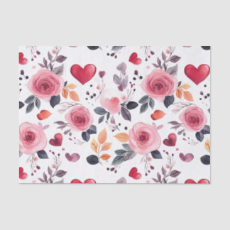 Rosa Herzen und Rose Seidenpapier
