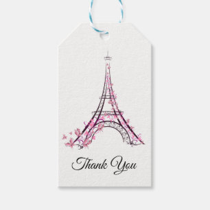 Rosa Herzen und Schmetterlinge Paris Eiffelturm Pa Geschenkanhänger