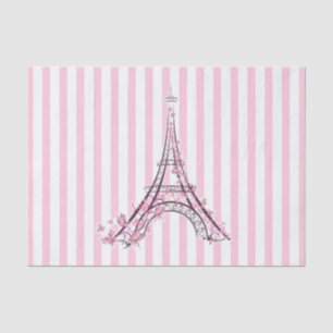 Rosa Herzen und Schmetterlinge Paris Eiffelturm Pa Seidenpapier