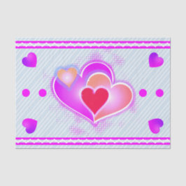 Rosa Herzen und Streifen Seidenpapier