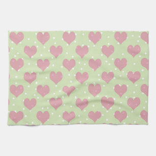 Rosa Herzen und weiße Polka-Punkte-Muster Handtuch