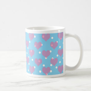 Rosa Herzen und weiße Polka-Punkte Tasse