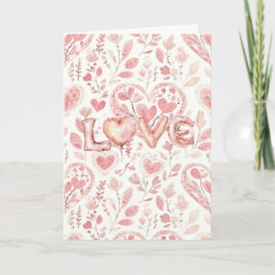Rosa Herzen Valentinstag Liebe   Karte