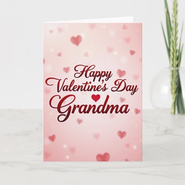 Rosa Herzen Valentinstag Oma Karte (Vorderseite)