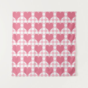 Rosa Herzen Wandteppich