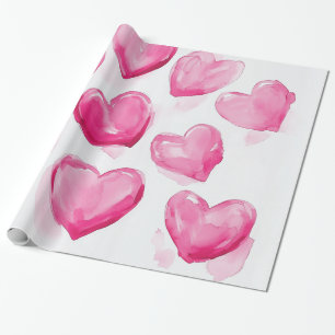 Rosa Herzen Wasserfarben Digitale Kunst Geschenkpapier