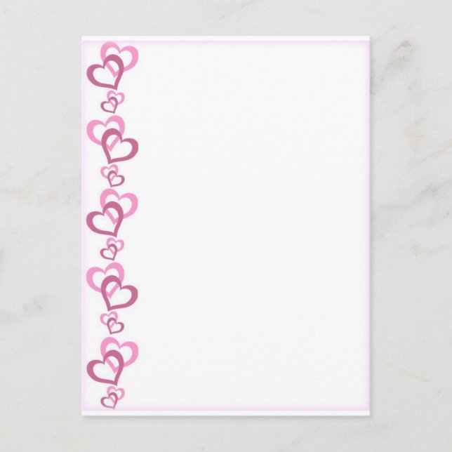 Rosa Herzen weiche Grenze Postkarte (Vorderseite)