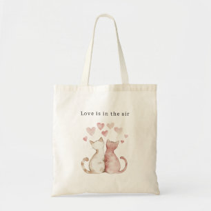 Rosa Herzen Weiße Katzen Liebe XOXO Tragetasche