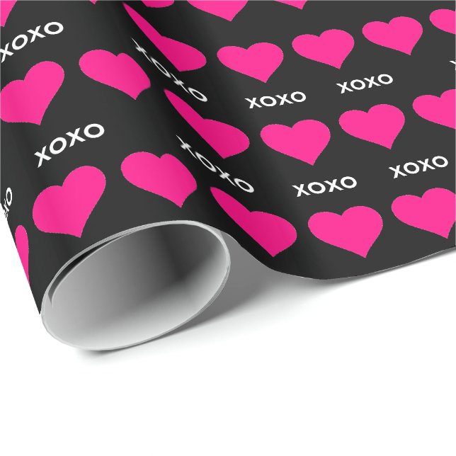 Rosa Herzen - Xoxo valentine Liebe Geschenkpapier (Rolleneckpunkt)