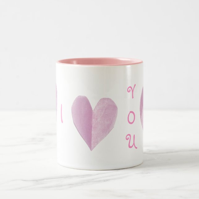 Rosa Herzen Zweifarbige Tasse (Mittel)