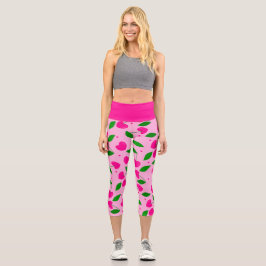 Rosa Herzform Kirschen Valentine Capri Leggings