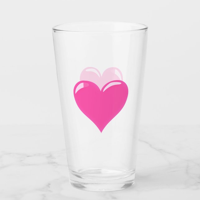 Rosa Herzglas Glas (Vorderseite)